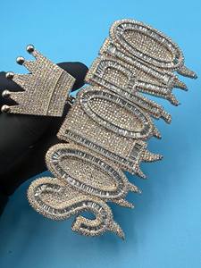 Collar de Hombre de Lujo Estilo Hip Hop con Nombre Personalizado, Letras con Diamantes y Moissanita, Chapado en Oro sobre Plata - Product Image 2