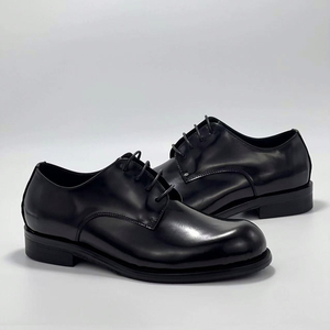 Zapatos Oxford de Vestir de Cuero Genuino Negro, Punta Redonda, con Cordones, Formales, para Hombre, para Oficina, Color Sólido, para Todas las Temporadas - Product Image 4