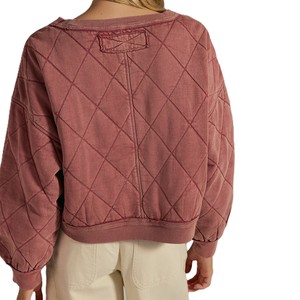 Sudadera de algodón acolchada para mujer, cuello redondo, premium, de invierno, manga larga, gruesa, tipo jersey, con capucha, OEM, bordada - Product Image 2
