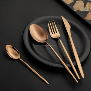 Juego de cubiertos/cubiertos de acero inoxidable Pvd Lily de oro rosa Grado 202/304 Cuchara brillante Tenedor y cuchillo Cuchara para bebé-Hecho EN LA India - Product Image 5