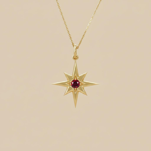 Collar con Colgante de Estrella Chapado en Oro con Piedra de Rubí y Cadena de Serpiente, Joyería Clásica Unisex para Uso Diario, Piedra de Nacimiento de Julio - Product Image 3