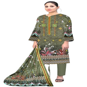AF FASHION-Ensemble de pelouse trois pièces pour femmes, ensemble kurta indien pakistanais avec robe Salwar Kameez Dupata - Product Image 1