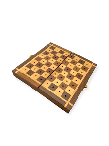 Boîte et plateau d'échecs en bois de 6 pouces, finition naturelle, jeu de stratégie classique pour le divertissement familial et les activités intérieures - Product Image 1