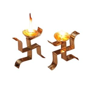 Wholesale Luxury Metal Lotus Candle Holder <b>Set</b> Of 2 Glass T-light Cup Wedding Centerpiece Diwali Home Decor Candlestick - Product Image 4