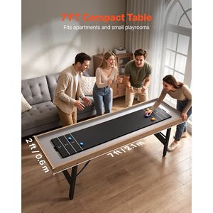 Mesa de Juego 2 en 1 de 7 pies para Shuffleboard y Curling, Superficie Lisa Compacta, Plegable - Product Image 2
