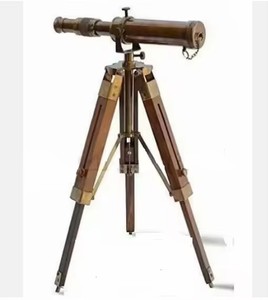 Télescope Nautique Vintage en Laiton avec Trépied en Bois, Finition Marron Polie Antique, Logo Personnalisé, Cadeau Décoratif MILAP INDUSTRIES - Product Image 2