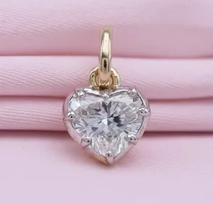 Colgante Solitario de Diamante Cultivado en Laboratorio con Corte Corazón de 1 Quilate, Certificado IGI, Oro Amarillo de 14K - Product Image 3