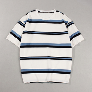 Camiseta Retro a Rayas Oversize Estilo Vintage Años 90 Streetwear Top Multicolor Horizontal Corte Holgado Hip Hop 100% Algodón Tejido - Product Image 1