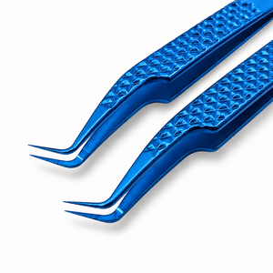 Pinzas para Pestañas de Metal Azul con Punta Suave, Herramienta de Precisión - Product Image 2