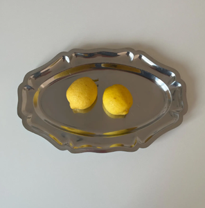 Latest Flower Design Tray for Serving Stainless Steel Best Quality Metal Serving Tray Restaurant and <b>Home</b> Decorative Tray - Product Image 1
