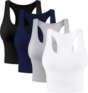 Pantalon de survêtement taille haute à jambes larges pour femme et haut court de yoga à manches courtes, ensemble de sport uni, pantalon de survêtement oversize avec fermeture à la taille - Product Image 2