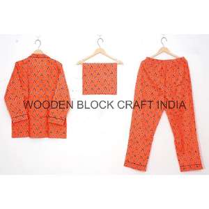 ชุดนอนพิมพ์ลายบล็อกคุณภาพสูงสำหรับผู้หญิง ชุดนอนอินเดีย ชุดเพื่อนเจ้าสาว ชุดนอนผ้าฝ้ายสำหรับงานปาร์ตี้ ขายส่ง - Product Image 3