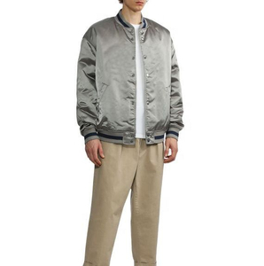 Nouvelle conception – Blouson bomber décontracté en toile pour homme, col montant, logo frontal, capuche, logo personnalisable, écologique, antibactérien - Product Image 4
