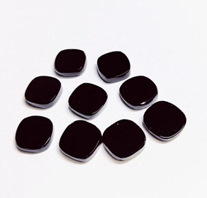 Onyx noir naturel, pierre précieuse en forme de coussin, disque plat poli pour la création de pendentifs, boucles d'oreilles, bagues et bijoux personnalisés - Product Image 5