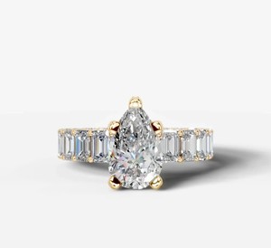 Bague de luxe en moissanite taille poire, argent sterling 925 plaqué or 14 carats, certifiée, pour fiançailles, mariage, ou promesse, bijoux - Product Image 1