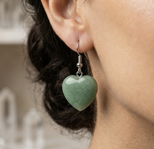 Pendientes de Aro con Forma de Corazón de Aventurina Verde para Mujer - Ideales para Fiestas, Bodas y Regalos - Product Image 1