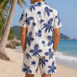 100% Poly Men's Casual Beech Wear Summer Shirt 300 Grams Breathable Quick Dry Eco-Friendly Short Sleeve Floral Print Design - Product Image 2