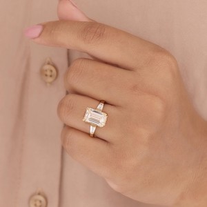 Zircon <b>Statement</b> Engagement <b>Ring</b> Elegant Modern Fine Jewelry 925 Sterling <b>Silver</b> 14K Gold Plated Bridal <b>Ring</b> - Product Image 3