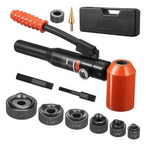 Ensemble de poinçons hydrauliques de 10 tonnes, kit d'outils KO, 6 matrices, outils de perçage de trous de 1/2\" à 2\" pour armoires électriques métalliques, armoires de commutation - Product Image 1