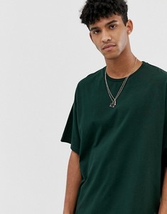 T-shirt décontracté à manches courtes en coton vert uni surdimensionné pour homme - Product Image 1