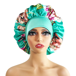 Bonnet de nuit en satin de soie grande taille, imprimé floral, avec bande élastique réglable, haute densité, unisexe, pour tresses et cheveux bouclés - Product Image 5