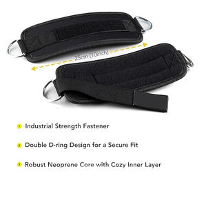 Sangle de cheville unisexe confortable pour appareil de musculation, personnalisable en nylon et néoprène avec anneaux en D, pour hommes et femmes - Product Image 2