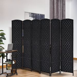 Divisorio Pieghevole a 6 Pannelli Autoportante, Alto 6 Piedi, Extra Largo 6 Piedi, Parete Divisoria in Vimini, Schermi in Legno Artigianali, Separatori per Ambienti - Product Image 2