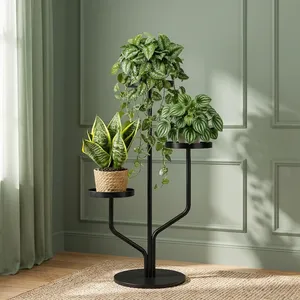 Support à plantes en métal à 3 niveaux, design branche d'arbre, pour plantes d'intérieur et d'extérieur, support de pot de fleurs, présentoir pour balcon, jardin, terrasse - Product Image 5