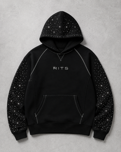 Ensemble de sweat-shirts à capuche blancs pour hommes RITS, coupe classique, en molleton, vêtements décontractés, imprimé logo noir, style hiver, 100% coton respirant - Product Image 1