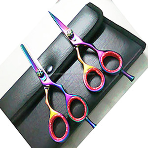 Juego de Tijeras de Peluquería Multiplasma con Recubrimiento de Color, Tijeras de Entresacar de Acero Inoxidable con Hoja Afilada, para Diestros, Mango Largo, 30 Dientes - Product Image 2