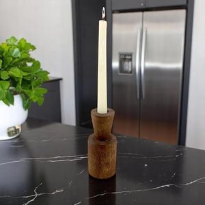 Rustic Wooden Double <b>Tealight</b> Candle <b>Holder</b> Handmade Natural Wood Tea Light Stand Home Table Decor - Product Image 2