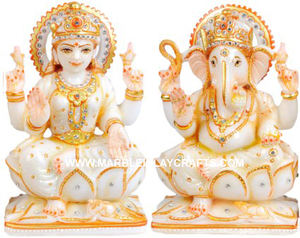 Nueva Escultura Intrincada de la Diosa Lakshmi Ji en Mármol con Mano de Bendición para Decoración del Hogar, Adoración y Oración - Product Image 6