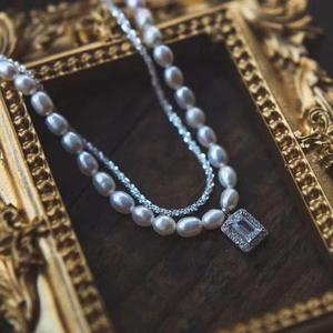 Collar de Perlas de Agua Dulce Naturales Vintage en Forma de Arroz de 5-6 mm, Estilo Lujoso y Resistente, para Cadena Xiaomi, para Clavícula o Nicho - Product Image 1