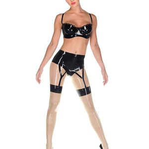 Collants noirs opaques pour femmes, style bas-cuissard avec étrier et porte-jarretelles, en tricot de spandex, pour l'hiver et l'été, idéaux pour les soirées - Product Image 1