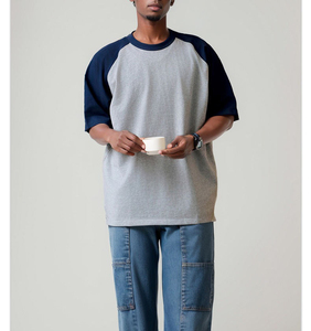 Custom Logo Unisex Custom O-Neck <b>T</b>-<b>Shirt</b> 100% Cotton Solid Pattern <b>Raglan</b> Sleeves Casual Oversized Fit 280g Knitted Men's - Product Image 4