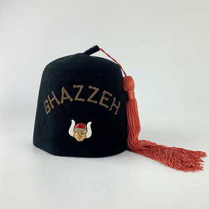 Sombrero Fez Negro con Bordado GhazzeH y Parche Vikingo, Borla Roja, Gorro Étnico Unisex para Adultos, Estilo Casual de Invierno - Product Image 3