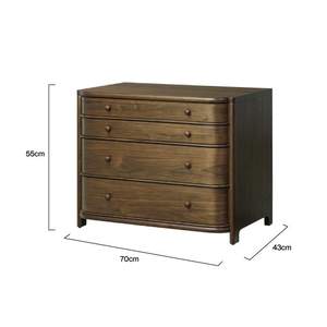 Table de chevet classique Chika, 4 tiroirs, en teck massif brun foncé, table de rangement de haute qualité pour appartement et chambre à coucher - Product Image 6