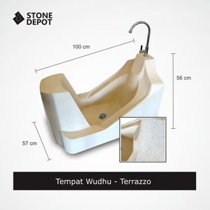 1st Quality Resin Terrazzo Wudu Muslim Oval Shaped Sink Pedestal Lever Handle Faucet Easy Clean Modern Design Bathroom - Product Image 2