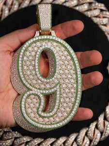 จี้เงินประดับเพชรโมอิสซาไนต์สี D ระดับความสะอาด VVS สไตล์ฮิปฮอป พร้อมจี้ตัวเลขแร็ปเปอร์สุดเท่ - Product Image 3