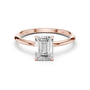 Bague solitaire en diamant de laboratoire taille émeraude - Product Image 1