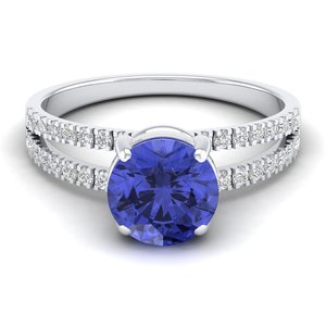 Bague en or 14 carats REYES, diamant certifié IGI, taille brillant rond, 2 carats, pierre précieuse tanzanite, bijoux fins pour femmes - Product Image 5