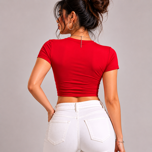 Women Hollow Out <b>Crop</b> <b>Top</b> Summer Streetwear Slim Fit Short Sleeve Fashion Party Club T Shirt - Product Image 4
