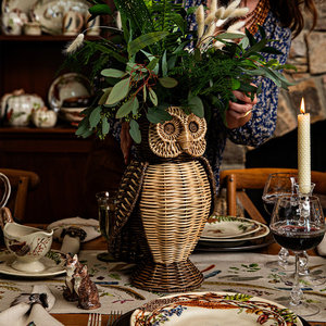 Vase de table tissé hibou de saule accessoire décoratif pour la maison - Product Image 4