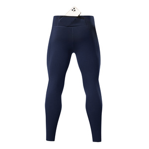 Leggings de compression pour hommes, longueur intégrale, couleur unie, spandex, nylon, ceinture élastique - Product Image 2