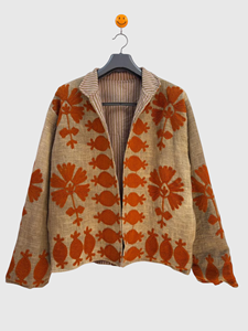 Blazer en laine brodé de fleurs pour femmes grandes tailles, manches longues, col rabattu, veste d'automne de longueur normale - Product Image 4