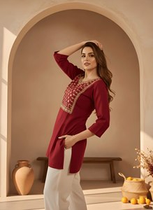 ชุดคุर्ติทรงตรงปักลายทันสมัยสำหรับผู้หญิง ชุดลำลองแบบแห้งเร็ว ชุดสั้นสำหรับโอกาสพิเศษ - Product Image 2