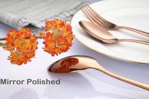 ชุดช้อนสแตนเลสสำหรับงานแต่งงาน5ชิ้นจากอินเดียสีโรสโกลด์หรูหราดีไซน์ด้วยค้อนเหมาะสำหรับห้องครัวร้านอาหารและโรงแรม - Product Image 4