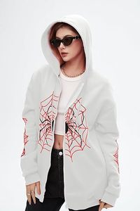 Sudadera con Capucha de Invierno con Gráfico de Araña Y2K, Sudadera con Cremallera Frontal y Logo, para Hombre y Mujer, Oversize, Estilo Urbano Vintage - Product Image 4