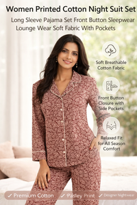 Ensemble de pyjama en soie crêpe pour femme, imprimé paisley de qualité supérieure, manches longues, vêtements de nuit, ensemble de vêtements de détente, avec sac cadeau - Product Image 5