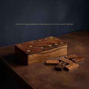 Jeu de dominos de luxe en bois de rose Aethelred Games, 28 tuiles, fabriqué à la main, boîte de rangement en bois portable, jeu d'intérieur - Product Image 6